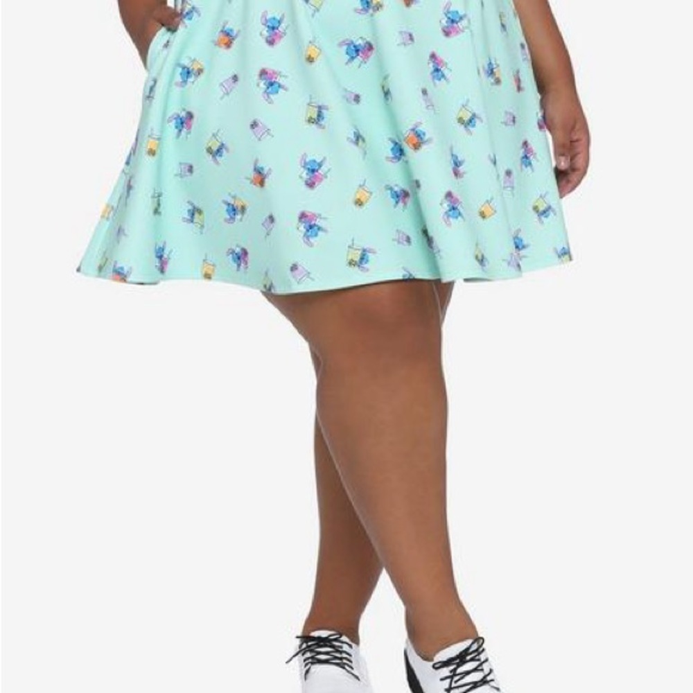 Disney Green Skater Skirt with Pleats for Casual Wear